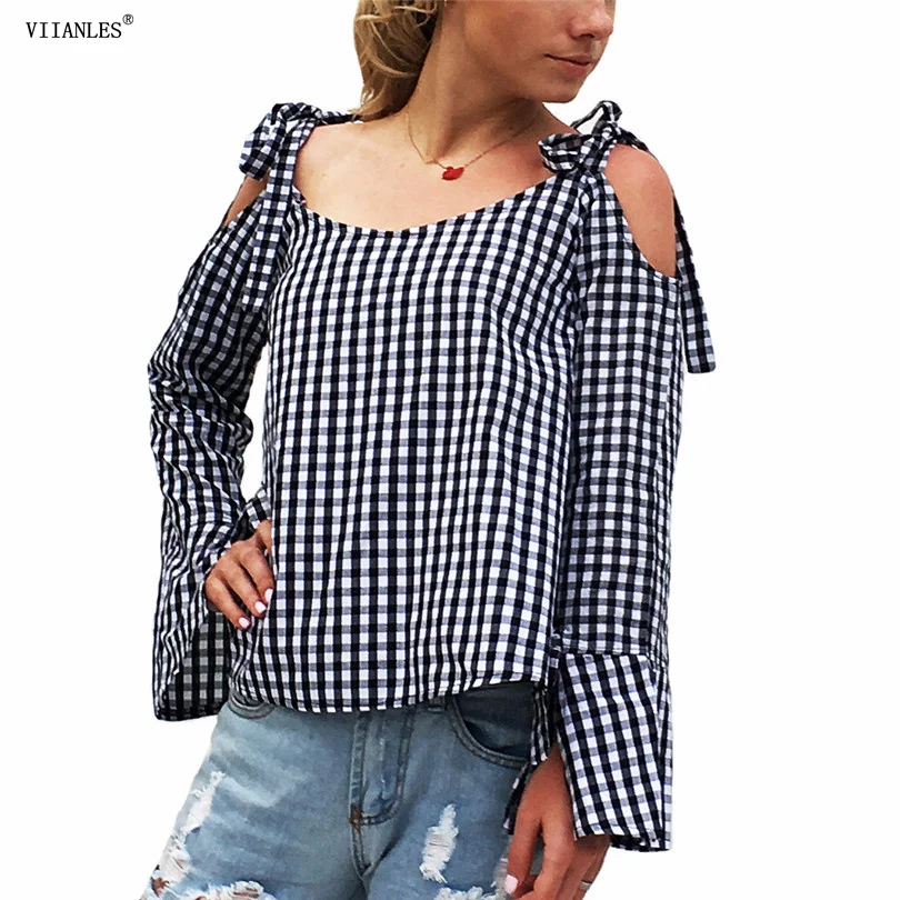 

VIIANLES Plaid Shirts Womens Blouses And Tops Long Sleeve Female Casual Print Shirts Loose Cotton Lady Outwear Spring News