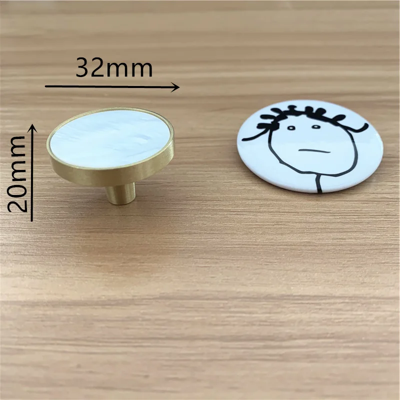 diameter 32mm В скандинавском стиле, твердая латунная ручка, инкрустированная морской раковиной, китайский стиль, ручка для шкафа, выдвижная ручка, дверная ручка, мебельная фурнитура - Цвет: diameter 32mm