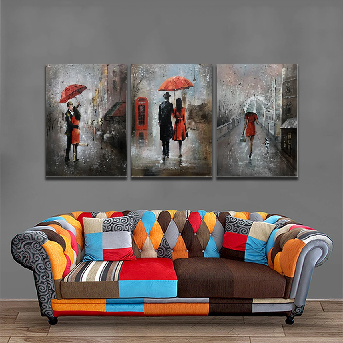 

Canvas Painting Couple Holding Umbrella Posters and Prints Wall Art Picture for Living Room Decor No Frame