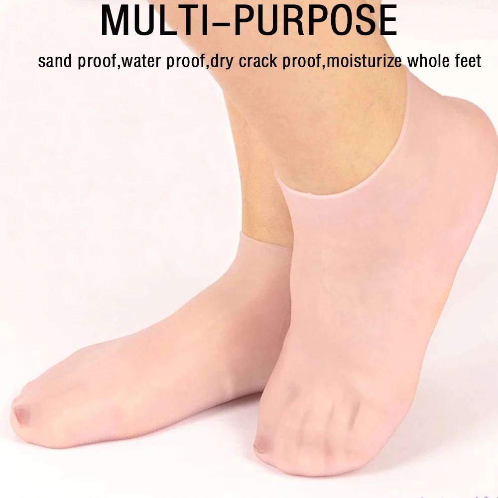 

2 Pairs Feet Care Socks Spa Home Use New Silicone Moisturizing Gel Heel Socks Cracked Foot Skin Care Protectors Anti Cracking