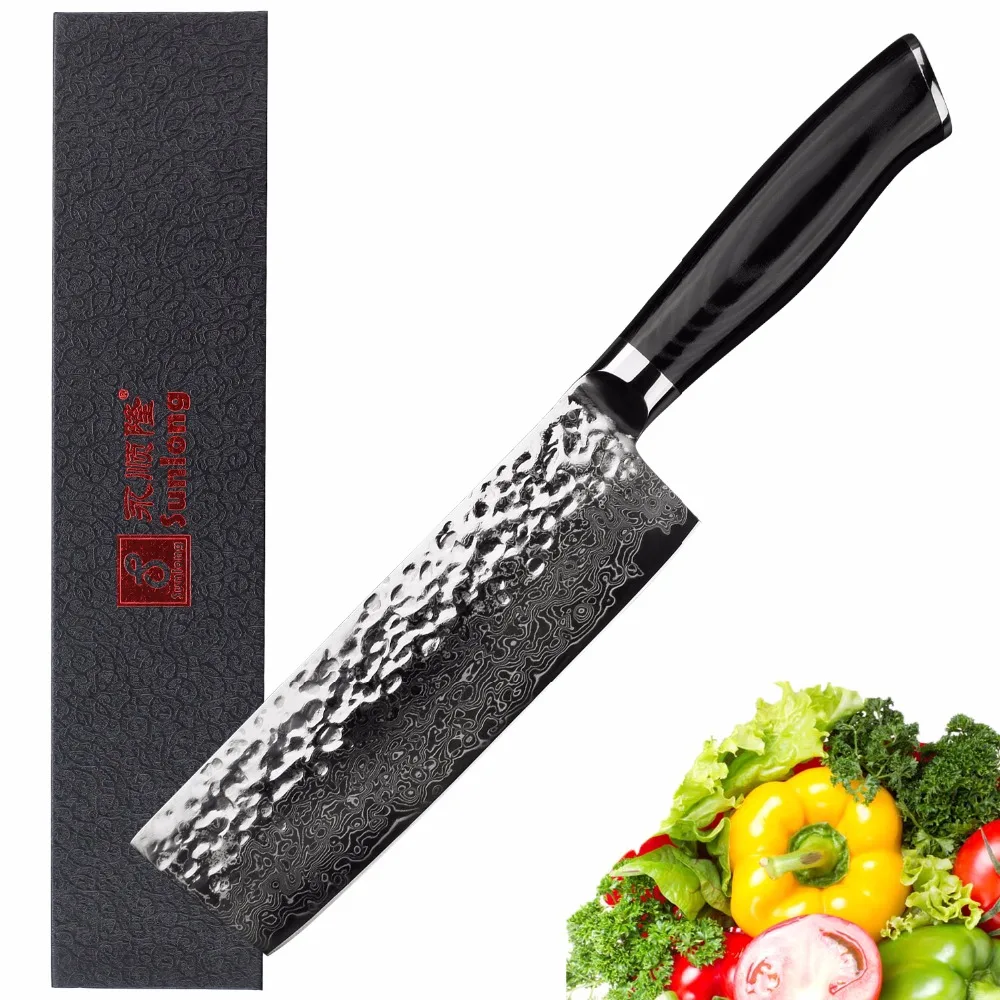 Японские овощные ножи из дамасской стали Sunlong Nakiri 6 5 дюйма Usuba ручка Mikata|Кухонные