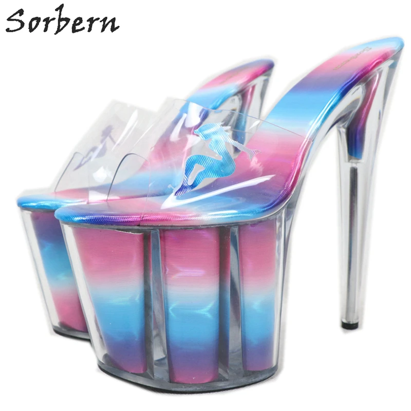 Sorbern градиент перспекса на высоком каблуке 8 дюймов Туфли лодочки очень Шлёпанцы