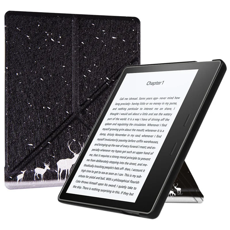 Snow Deer Чехол BOZHUORUI оригами для нового Kindle Oasis(9-10 поколение, выпуск-)-тонкий Чехол-подставка с функцией автоматического пробуждения и сна - Цвет: Snow Deer