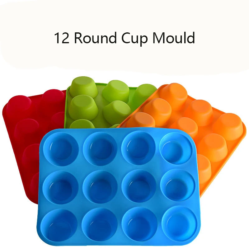 

12-hole Silicone Pudding Cake Baking Mold Cake Mould Kitchen Tool Chocolate Biscuit Cake Mold Non-Stick Candy 3D Mold Silicone