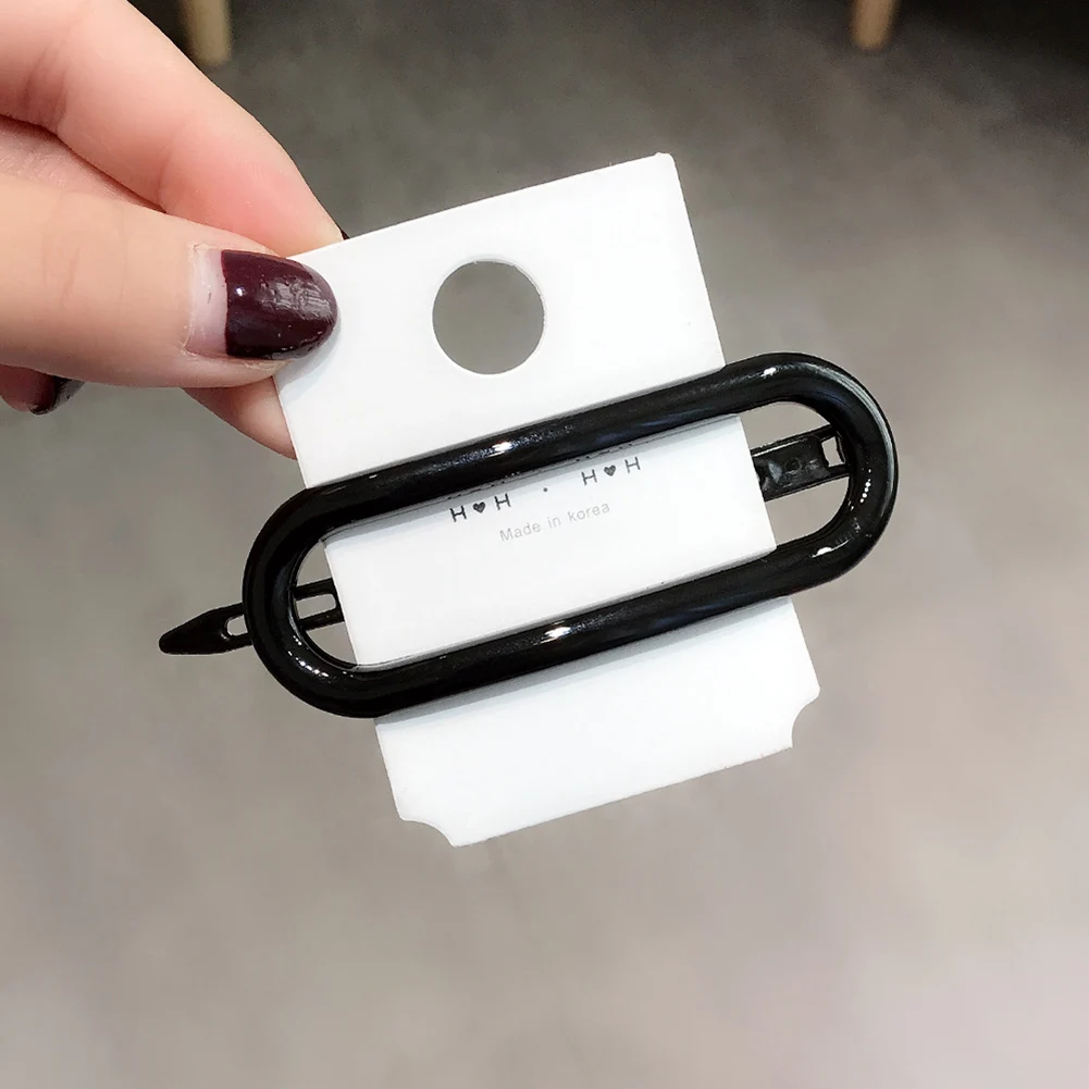 

1pc Women Korea Hyuna-style geometric oval hairpin net red simple candy color top clip hairpin clip headdress girl side clip