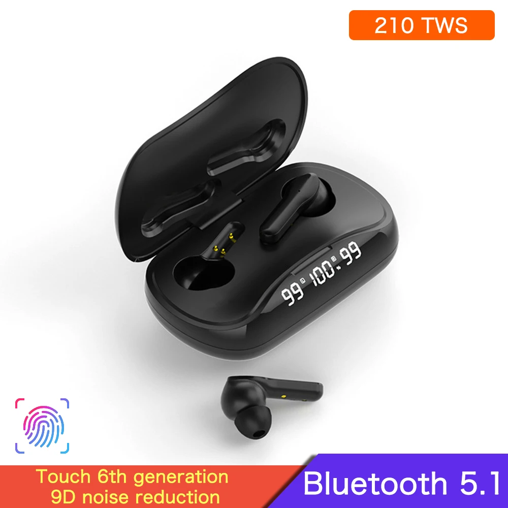 

210 TWS Wireless Earphones Bluetooth 5.1 Headphones 9D Hifi Stereo Headset Sport Waterproof Earbuds With Mic LED Charging Box
