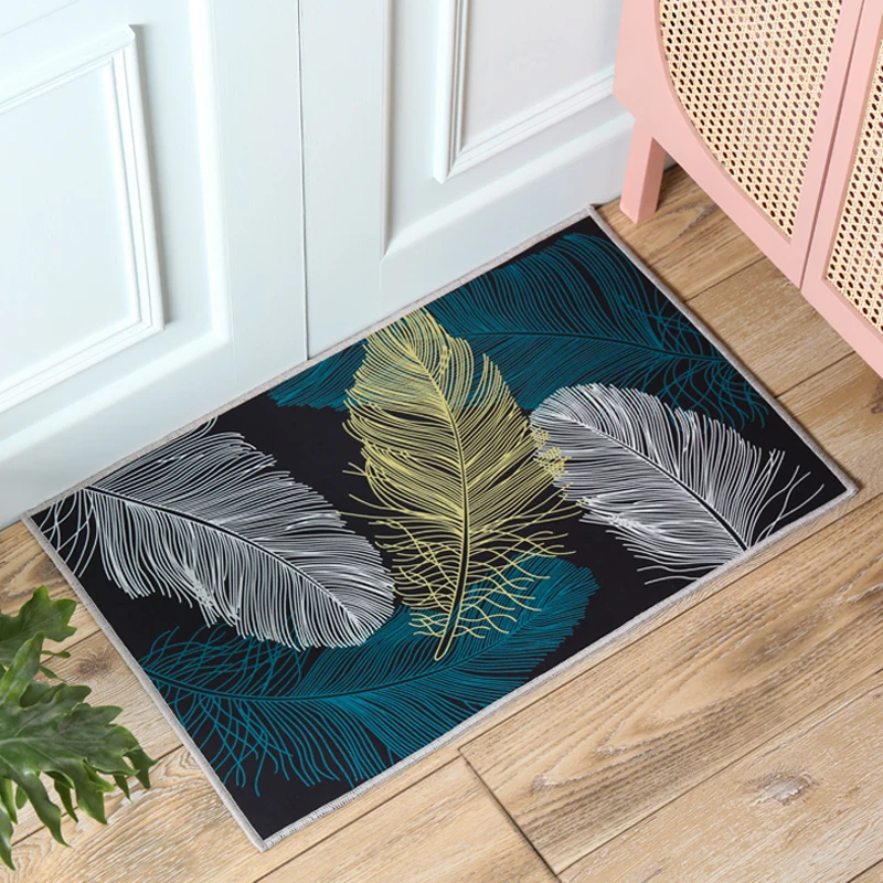 

Nordic Style Non-slip Front Door Mat Absorbent Kitchen Bathroom Rugs Wear-Resistant Dirt-Resistant Living Room Hallway Floor Mat