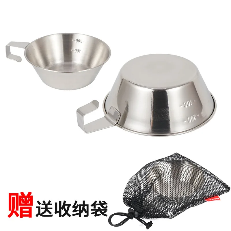 Походная чаша из нержавеющей стали с фиксированной ручкой чашка для воды пикника