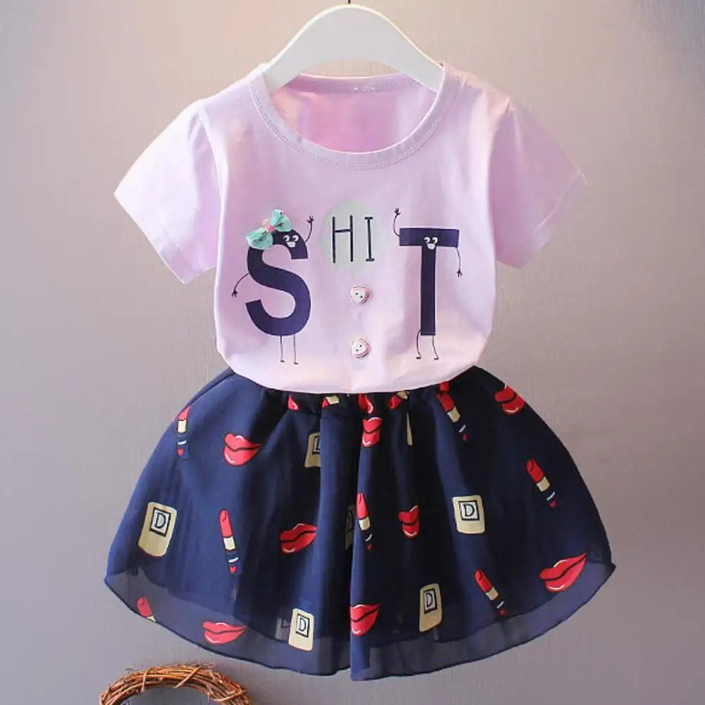 Модные комплекты одежды для маленьких девочек летняя новая детская одежда