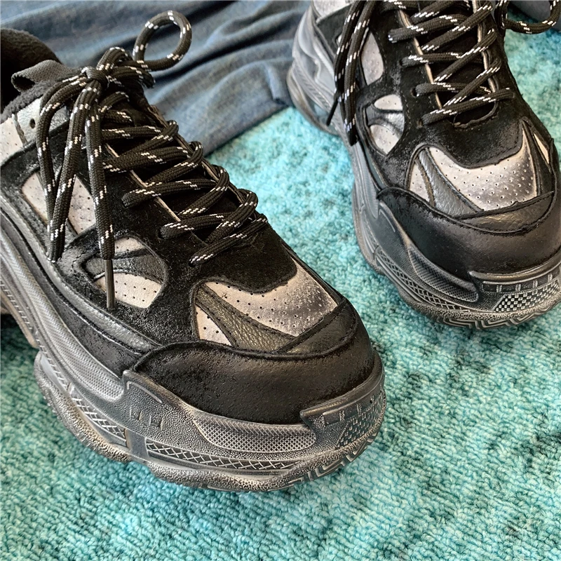 Брендовые винтажные кроссовки в стиле ретро на платформе Женская Осенняя