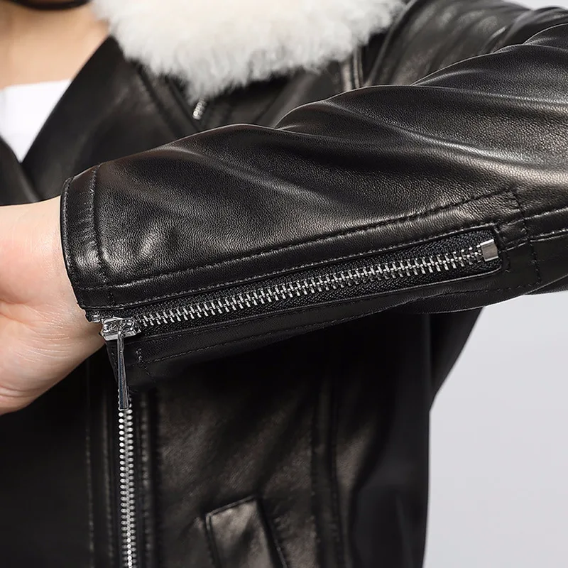 Женская куртка из натуральной овечьей кожи весна-осень |