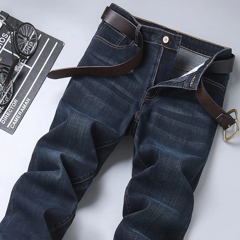 

2021 New Classic slim blue black jeans for men, denim pants, elastic cotton, regular fit