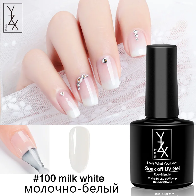 YXZ 10 мл горячие новые прозрачные цвета УФ/Led гель для ногтей замочить от эмалевый лак молочный белый розовый телесный гель для ногтей лак для ногтей - Цвет: Milk White