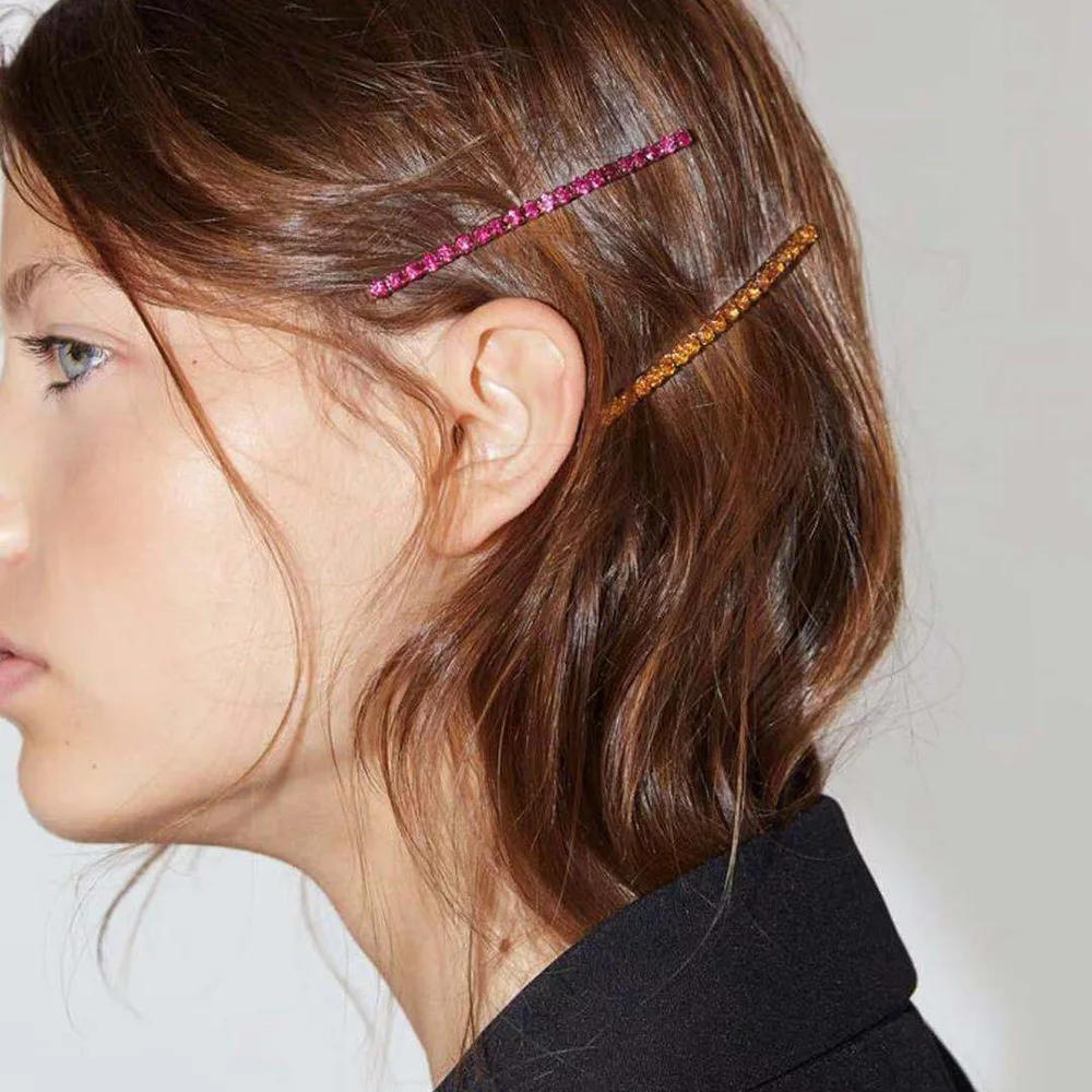 GEREIT Fashion Korea Shiny Crystal Hairpins Women Geometric Waterdrop Colorful Rhinestones Hair Clips For Girls Accessories | Украшения и