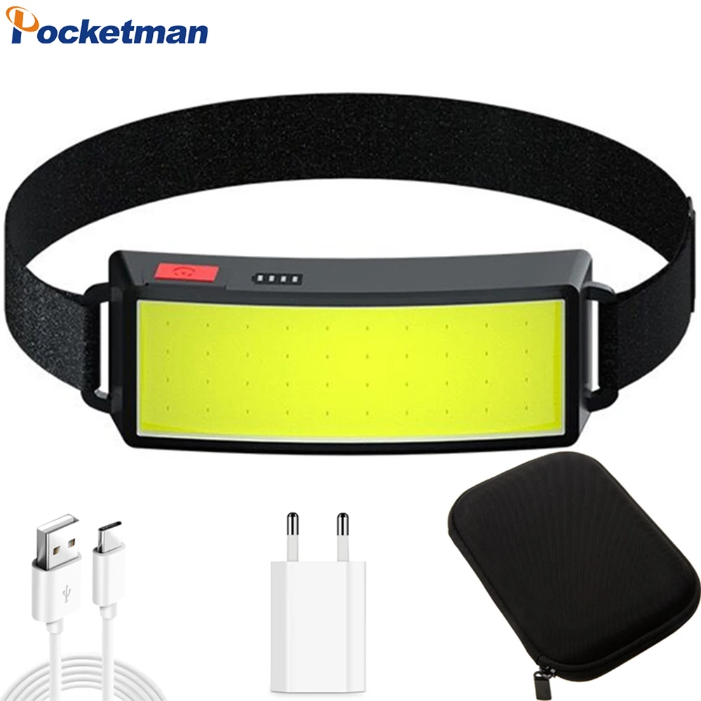 

High Lumen Headlamp COB LED Headlight with Built-in Battery USB Rechargeable Head Lamp Waterproof Head Light Head Torch