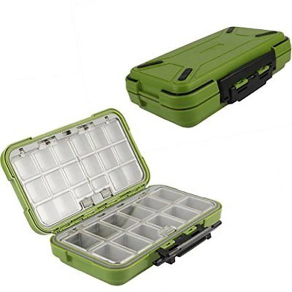 Lure Fishing Box 24 Compartments Double Layer Plastic Tackle Green | Спорт и развлечения