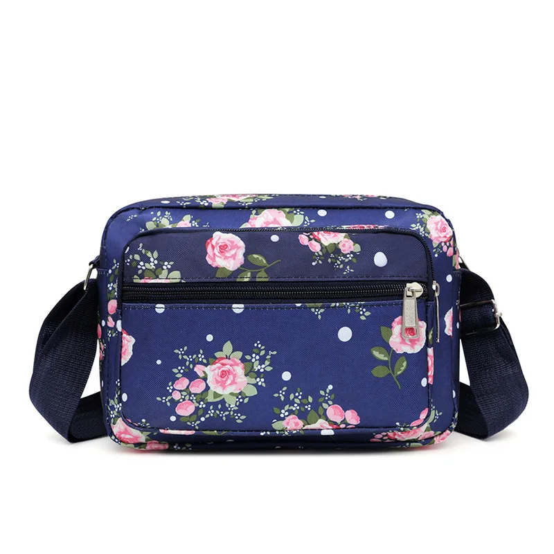 

New Women's Bag Flowery Cloth Shoulder Portable Messenger Bag Leisure Nylon Mother Canvas Bag Middle-aged Satchels