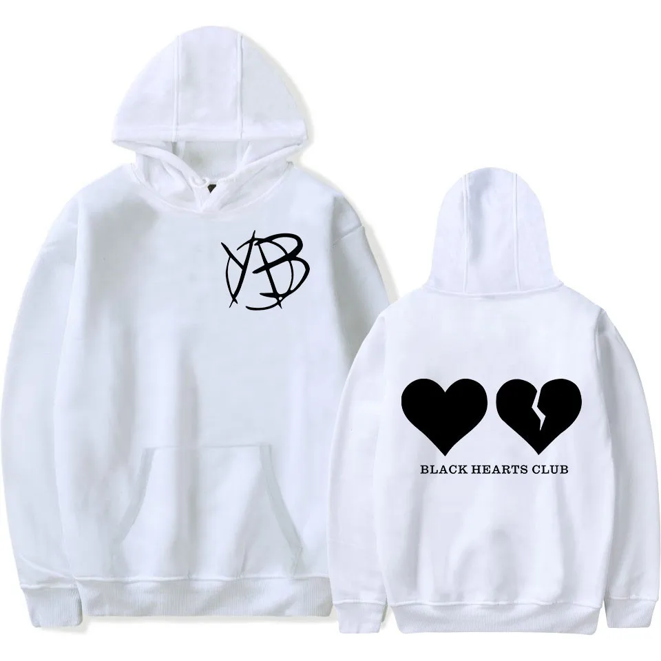Толстовка Yungblud для мужчин и женщин Свитшот в стиле хип хоп с черными сердечками