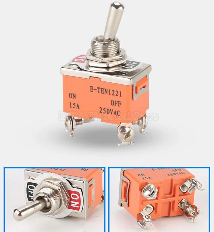 2 шт. E TEN1221 4Pin SPST 4 терминала ВКЛ ВЫКЛ 15A 250V рычажный переключатель кулисный в