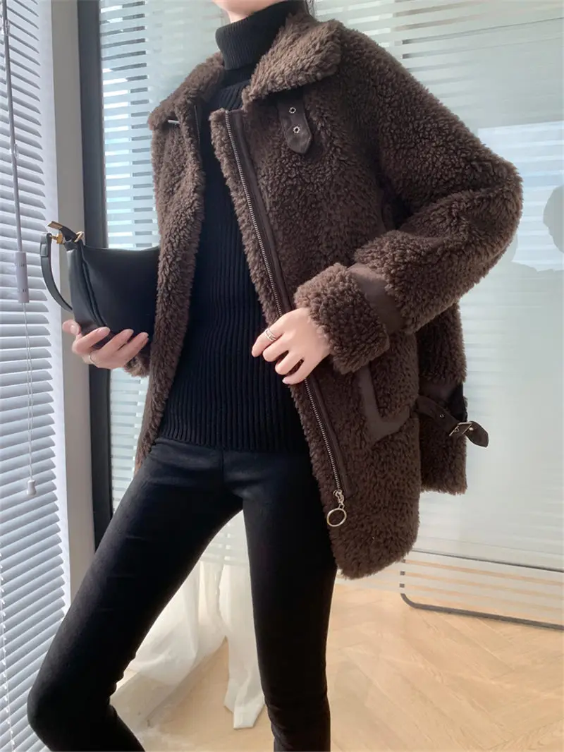 Женское меховое пальто новинка осень/зима 2020 из овчины в Корейском стиле