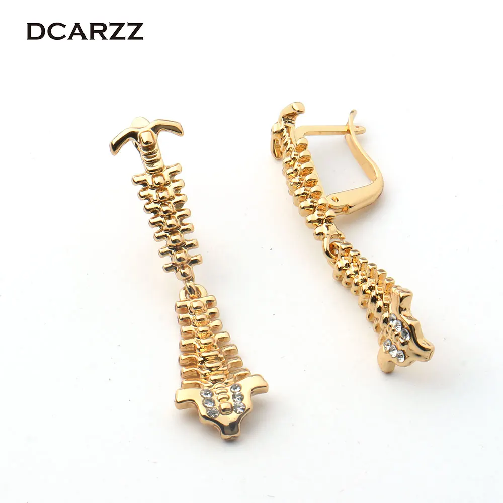 2 Цвета серьги в виде позвоночника человеческого форме костей с украшением