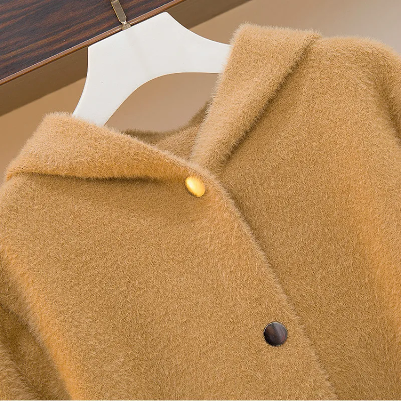 

Autumn and winter new mink velvet jacket women's short Korean version loose and thin imitation mink hooded thick cardigan