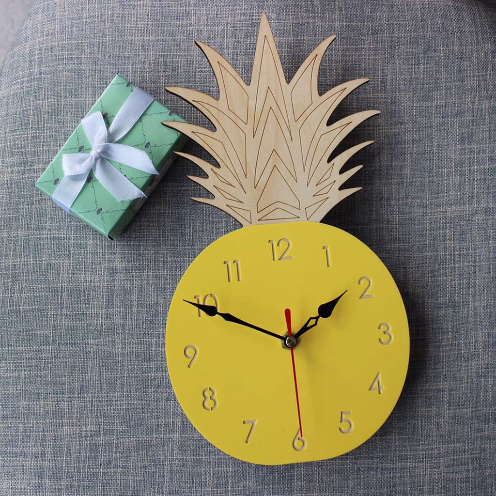 Настенные часы в скандинавском стиле с фруктами ананасами тихие деревянные