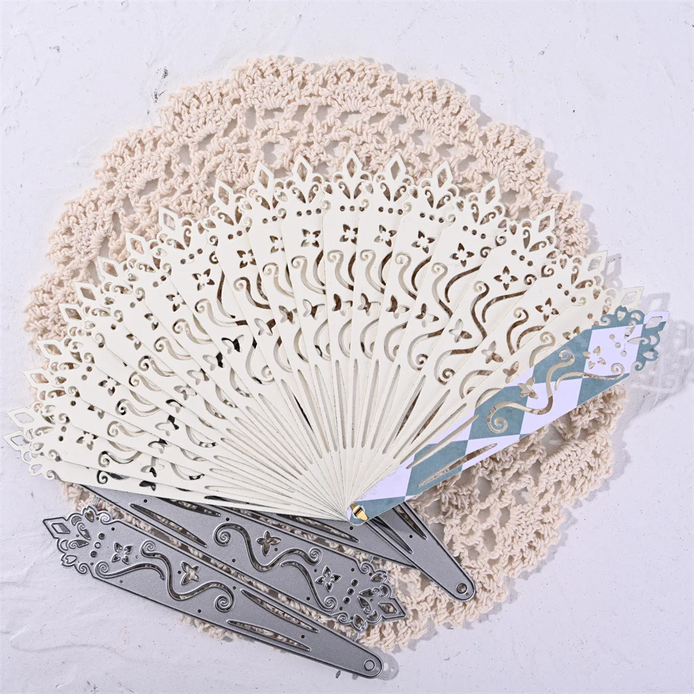 

Classic Fans Arch Shape Metal Cutting Dies Handheld Folding Fan Stencil Scrapbook Album Embossing For Gift Card Making Handcraft