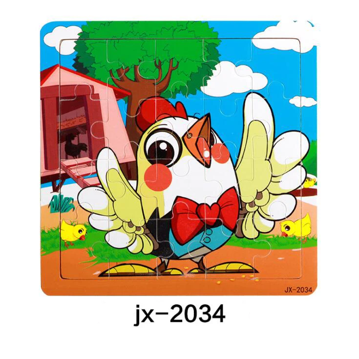 jx-2034 Детские игрушки деревянные 3d головоломки мультфильм животных интеллект Дети образовательный мозговой тизер детская танграмма формы обучающий пазл игрушка - Цвет: jx-2034