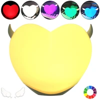 cute led night light silicone touch sensor 7 colors heart shaped night lamp kids baby bedroom desktop decor ornaments