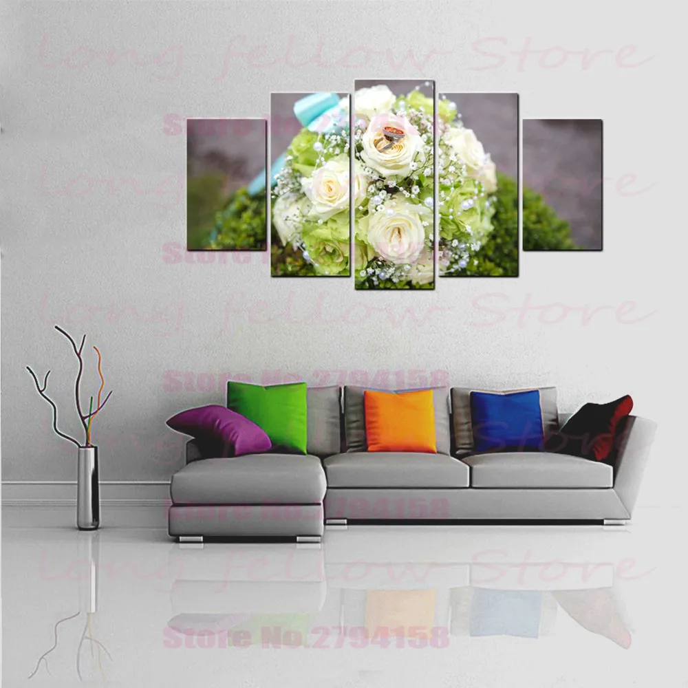 

Wedding Decoration Painting Canvas Print 5 Pieces Still Life Wedding Ring Wall Art Pictures for Home Decorations Drop Shipping