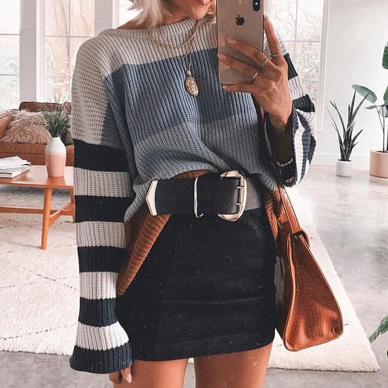 Пуловер женский трикотажный на осень-зиму 2019 | Женская одежда