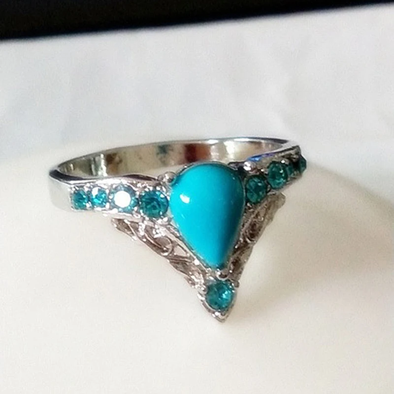 Ретро винтажное модное ювелирное изделие сердце из смолы бирюзовое женское