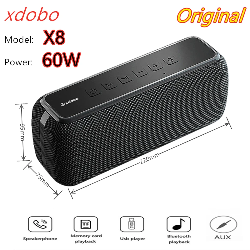 

xdobo X8 II Bluetooth Speaker Big Power 60W Wireless Column Waterproof DSP Subwoofer Music Center with Voice Assistant 6600mAh