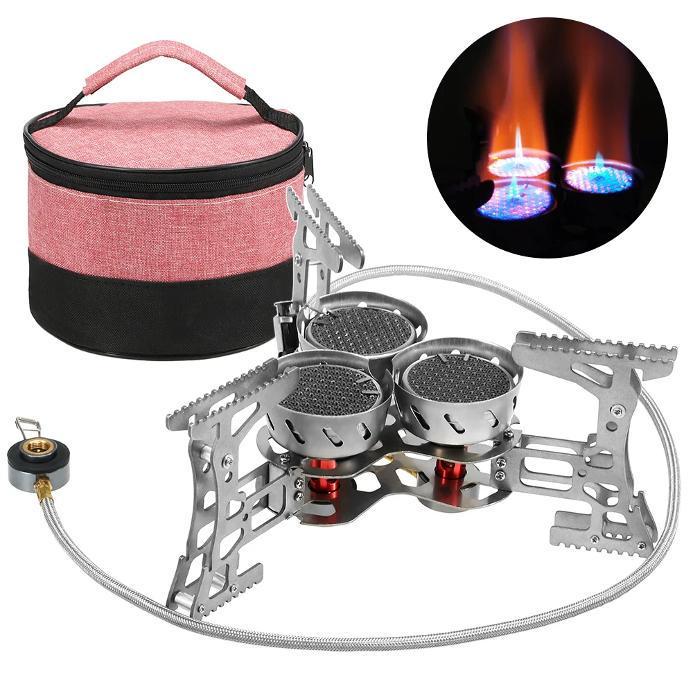 

8000W Windproof Outdoor Gas Stove Camping Stove with Gas Cartridge Adapter For Camping Hiking Traveling