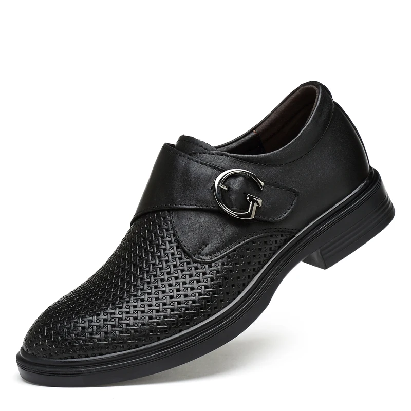 Men's Dress Shoes Square Toe Gentlemen Leather Shoes Trendy Business Style Slip On Fashion Men Shoes 2021 New Big Size
