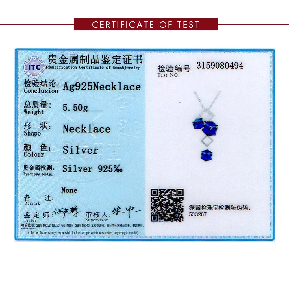 

SILVERHOO 925 Sterling Silver Pendant Necklace Women Rhombus Simplicity Austria Crystal And Cubic Zirconia Necklace Fine Jewelry