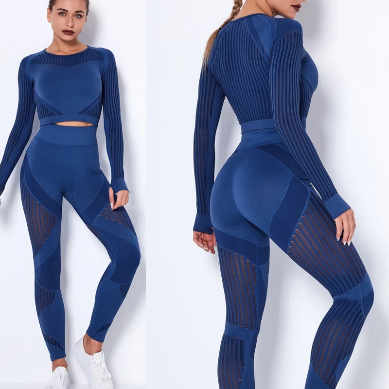 

Women Seamless yoga set Sports Suit For Women Workout Outfit Yoga Leggings Hollow Out Fitness Sport Shirt Sets Training Gym Wear