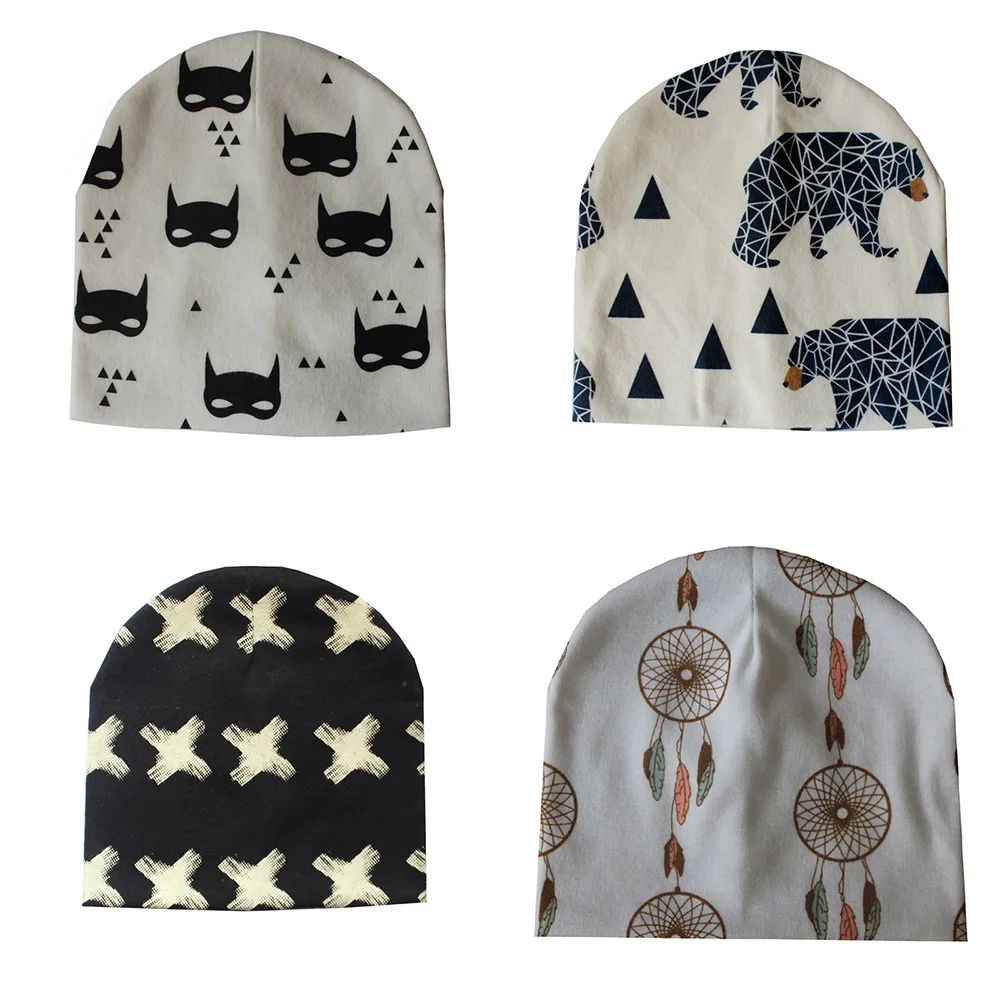 Fashion Newborn Baby Hat Cartoon Animal Print Boy Girls Beanie Cotton Children Skull Cap | Детская одежда и обувь