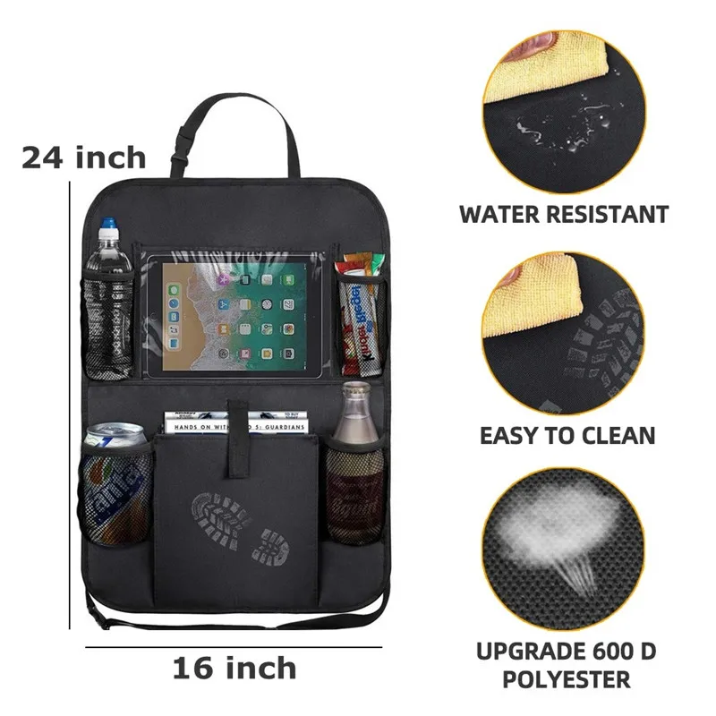 car seat back organizer storage pockets with touch screen tablet holder protector for kids children car accessories free global shipping