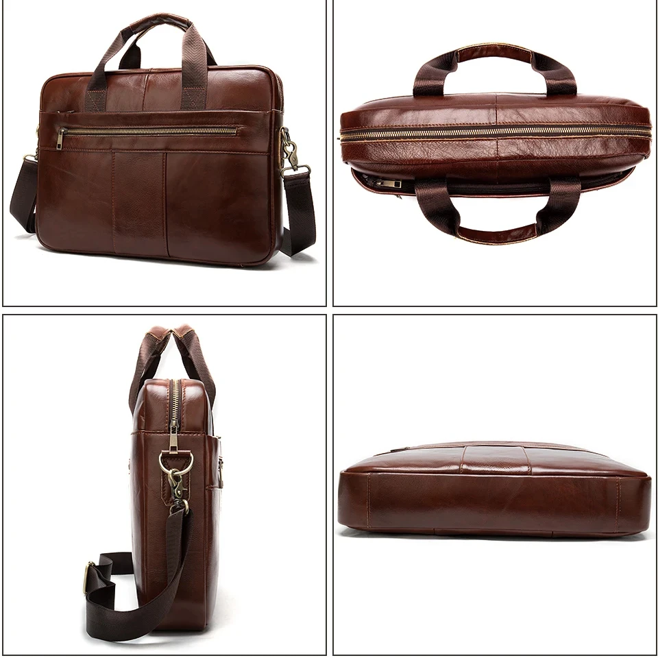 

Genuine Leather Briefcase Handbag Shoulder Laptop Men Hand Bag For Document A4 Tote Travel Business Messenger Transverse Bolsas