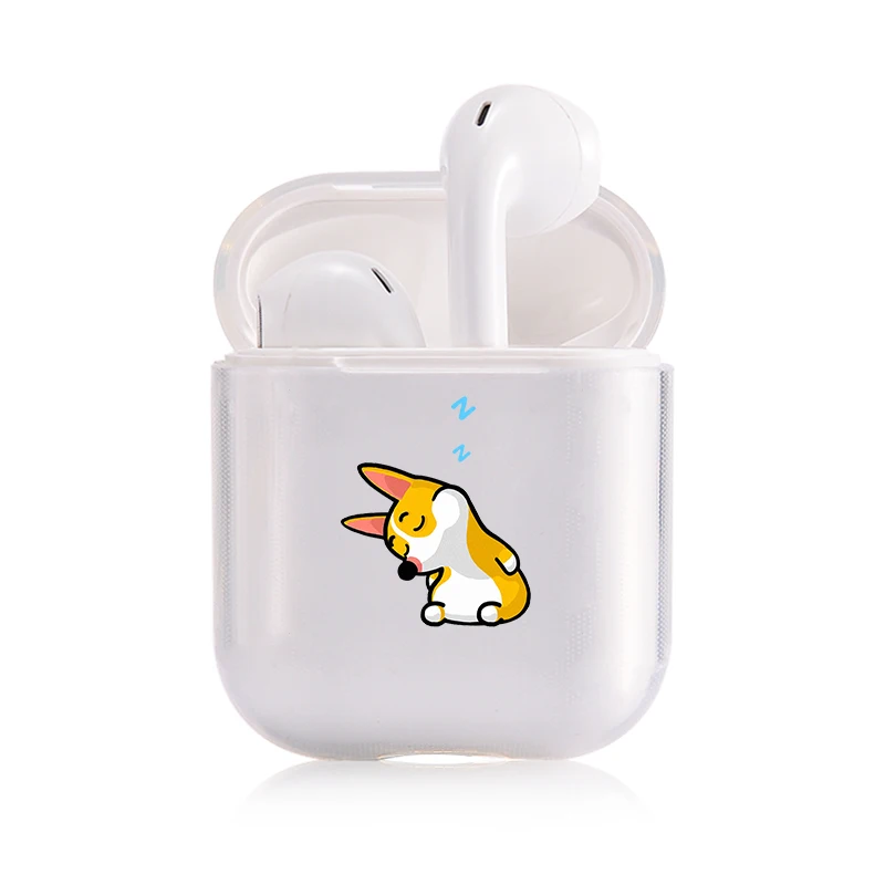 Жесткий прозрачный чехол для наушников Apple airpods 1 чехол Роскошные домашние животные собака корги прозрачный Air Pods чехол для Airpods 2 защитный чехол - Цвет: I201252