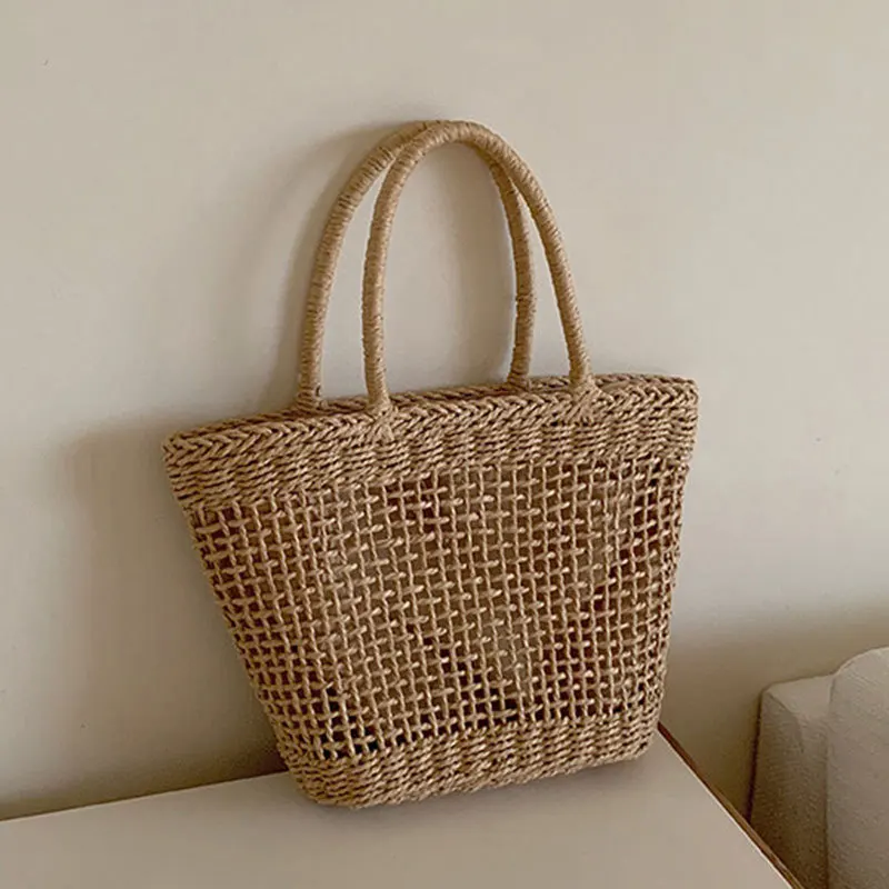 

Summer Straw Woven Tote Bag for Women Fashion Handmade Ladies Beach Shoulder Bags Female Purse Handbags Daily Shopper Bag Bolso