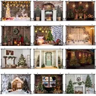 Фон для фотосъемки с изображением рождественского камина фон для фотостудий зимняя семейная одежда Вечерние Видео Фон для рождественских праздников с деревом снегом окна