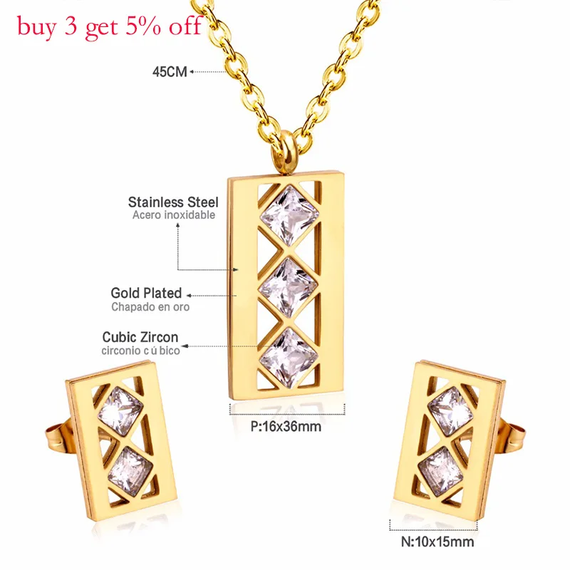 Роскошные свадебные наборы ювелирных изделий из нержавеющей стали CZ Дубай для