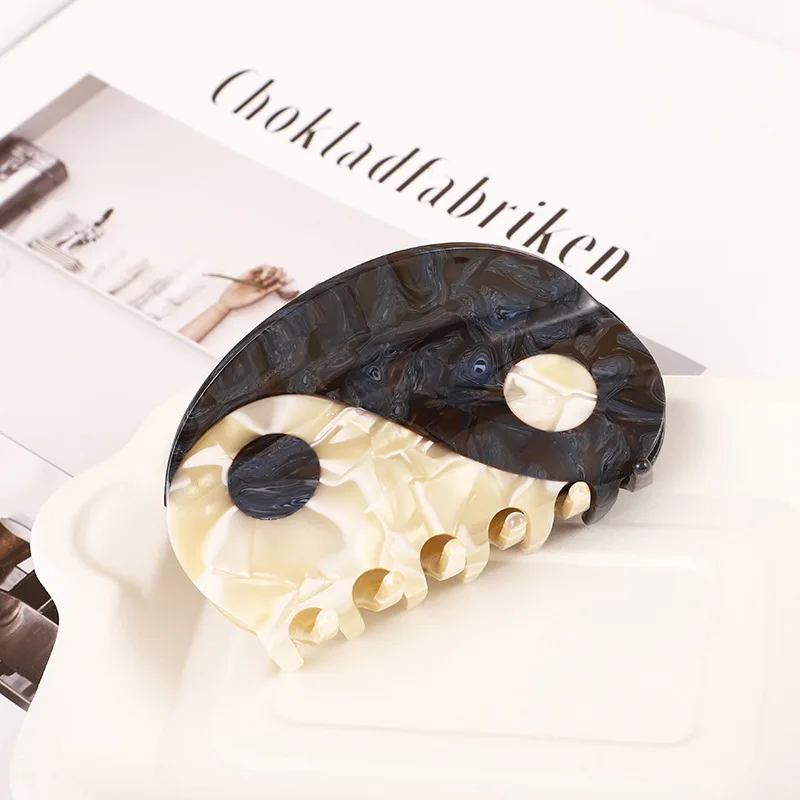Peri'sbox Необычные полукруглые ацетатные заколки для волос Ying Yang густых заколка Tai