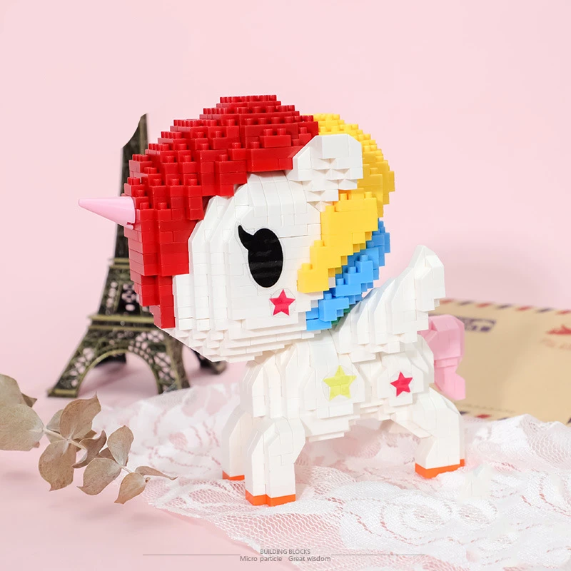 Мини-конструктор Единорог милая маленькая лошадь модель Tokidoki аниме строительные