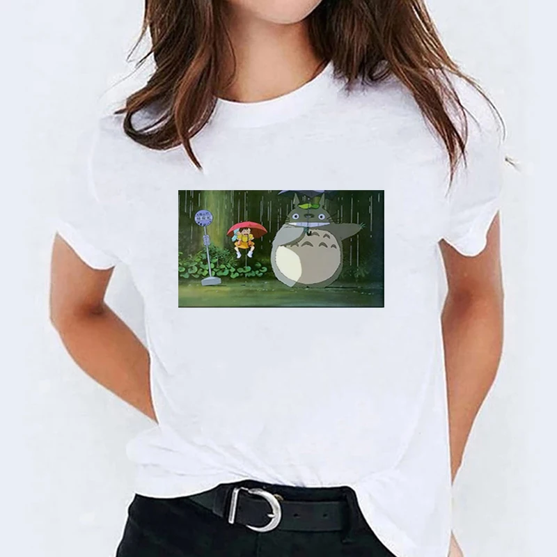 

My Neighbor Totoro Summer Print Lady T-shirts Top T Shirt Ladies Womens Graphic Female Tee Short Sleeve Women's for With Sleeves