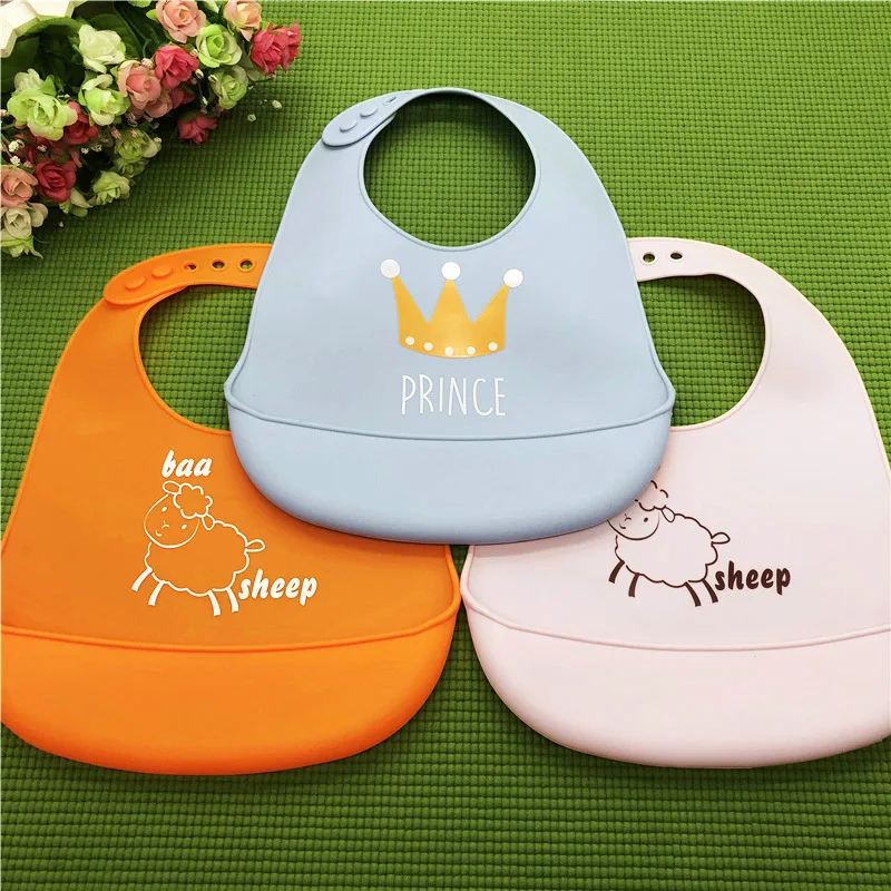 

Fashionable Silicon Baby Bib Waterproof Kid Feeding Colorful Washable Tasteless Drool Pocket Children Adjustable Burp Cloths