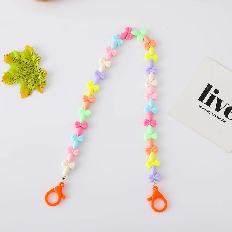 

2021 Bow Beads Candy Color Mask Lanyards Cute Childen Mask Chain Holder